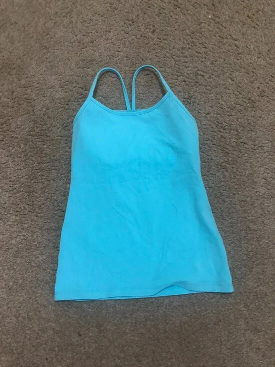 Lululemon Power Y Tank *Luon Spry Blue Size 8 EXCELLENT COnditions - Picture 3 of 7